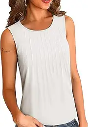 [VICHYIE] 2025 Year Vest Summer Women's Plain Elegant Sleeveless Crew Neck Basic Top T-Shirt Tank