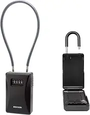 Bosvision Key Lock Box, Detachable shackle design, 4 Digit Combination Wall Mounted Large Internal Key Storage Box/Key Safe Box for Indoors and Outdoors (Short shackle key box+ 50 cm shackle cable)