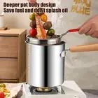 Portable Small Deep Fryer Stainless Steel Frying Pot with Strainer Basket Tongs