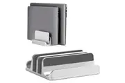 STORFEX 4 - in - 1 Adjustable Vertical Laptop Stand Holder for Dual Laptops and Cellphones - Silver