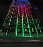 INPUTGX Gaming Keyboards Black Membrane Gaming Keyboard,104 Laser Keys US Layout