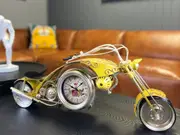 Vintage Metal Glass Yellow Motorbike Clock (65cm)