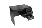 Design Square Modern Office Writing Study Desk 90cm W/ 3-Drawers - Black