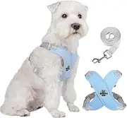 FEimaX No Pull Dog Harness and Lead Set for Small Medium Dogs Adjustable Step-in Pet Vest Harness Reflective Breathable Soft Mesh Padded Puppy Harnesses for Outdoor Walking Training