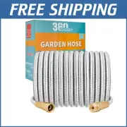 75ft Heavy Duty Stainless Steel Garden Hose with 8 Function Sprayer - No Kink!