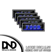 Food Ammo Can Decal Gun Ammunition Label Box Sticker Blue Line Flag - 5 Pack