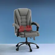 Artiss Massage Office Chair, Linen Fabric 2 Point Ergonomic Gaming Computer Desk Recliner Chairs Armchair for Room Executive Home, Up to 135 Degree Back Recline Adjustment Grey