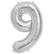 16" SILVER Number 9 Mylar Foil Balloon 1 pc Party BackDrop Decorations Supply