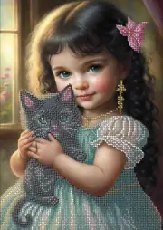 Bead embroidery kit DIY Beadwork stitching Little angel cat beaded Needlework