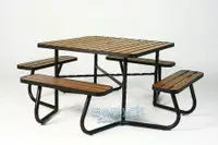 在飛比找樂天市場購物網優惠-╭☆雪之屋小舖☆╯塑木方型野餐桌椅組/戶外休閒桌椅 SB84