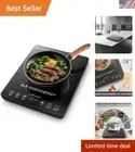 Portable Induction Cooktop 1800W Ceramic Glass 20 Power & Temp Levels Countertop