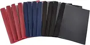Amazon Basics Letter Size Clear Front Textured Poly Report Cover with Metal Prong - 12-Pack, Assorted Black, Navy and Red