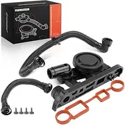 A-Premium Crankcase Vent Valve Breather Hose w/Gasket Kit Compatible with Volkswagen VW Passat 2006, Golf R 2012-2013 & Audi A4 2005-2006/2008, A3 2006, A4 Quattro 2005-2006, 2.0L, With Check Valve