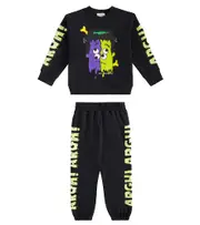 [Stella McCartney Kids] Stella McCartney Kids Logo cotton fleece tracksuit Y 4 black