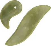 PACKOVE 2pcs Jade Gua Massage Tool Natural Jade Scraping Boards for Multi-function Massage Tool for Skin Care Smooth and Safe for Skin Types