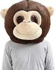 Plush Halloween Monkey Head Mask Mascot Costume