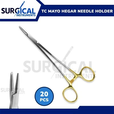 20 Pcs T/C Mayo Hegar Needle Holder Driver 6" Set Cross Serrated German Grade