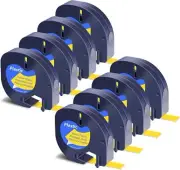 91332 Compatible Dymo LetraTag Refill Plastic 12mm Label Tape LT-100H 1/2" 8Pack