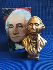 George Washington Collectible Avon Bronze Bust Full Bottle Decanter With Box