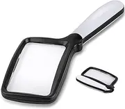 LH-Large Hand Magnifying Glass Handheld Folding Reading Magnifier 3X Magnification with 5 Dimmable LEDs Ideal for Reading Small Prints, Book