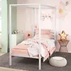 Zinus Patricia Single Bed Frame Kids Toddler Metal Canopy - White 5 Yr Warranty