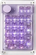 KiiBoom Phantom 21 Hot Swappable Crystal Acrylic Numpad, BT5.0/2.4GHz/USB-C Triple Mode NKRO Programmable Numeric Keypad with Knob, South-Facing RGB, 1900mAh Battery for Win/Mac (Purple)