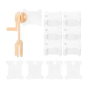 300pcs Plastic Embroidery Floss Bobbins with Bobbin Winder, White