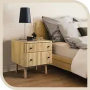 Furb Bedside Table with 2 Drawers Side Tables Nightstand Storage Cabinet, 45x39.5x48cm