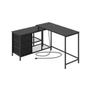 Costway 205cm L-shaped Computer Desk Corner Desk Black