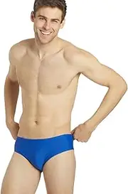 [Sporti] Iswim Essential Solid Brief Swimsuit Men’ Competitive Swimwear, Drawstring Waist, UPF 50+, Chlorine Resistant, 2-Way Stretch
