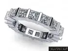 3.40Ct Princess Diamond Bar Set Wedding Eternity Band Ring 14k White Gold I SI2