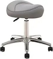 Saddle Office Chair Adjustable Height 36-50 Cm, Dental Hygienist Artists Saddle Rolling Stool, Metal Salon Saddle Seat with 360° Swivel PU Wheel