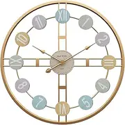 Garden Clock Weatherproof 50 cm Large Round Ferris Wheel Outdoor Clock Garden Huge Open Face Retro Outdoor Garden Clocks Indoor Outdoor Decoration Mute Quartz Wall Clock