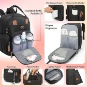 Nappy Bag Backpack with Changing Pad, 18 Pockets, Pacifier Case, Stroller Strap