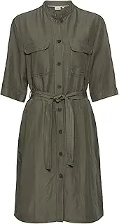 [camel active] Women's Half Sleeve Dress with Stand-Up Collar, Dark Olive, S