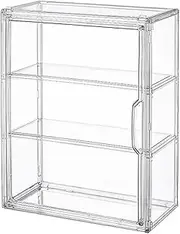 BOHOIDEE 3 Tiers Clear Display Case for Figures, Acrylic Storage Organizers Box with Magnetic Door, Wall-Mounted Dustproof Showcase for Collectibles Action Figure