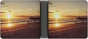 [RTSEBVN] Slim Credit Card Holder Personalized Leather Giraffe in New York Money Clip Gifts Wallet For Men Women, Sunset Beach, One size, Modern