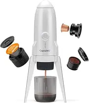 3 in 1 Portable Espresso Machine On the Go, Self-Heating Electric Espresso Maker, 19 Bar Mini Coffee Maker For Travel Camping & Hiking For Ground Coffee & NESPRESSO/DolceGusto Pod, Bright White