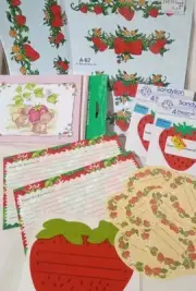 Strawberry Lovers Lot Of Vintage Paper Items -Jam Labels-Note Cards-Decals