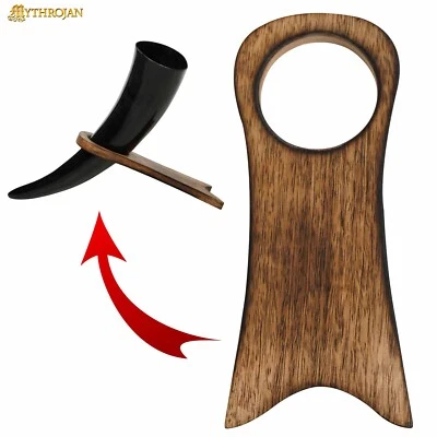Drinking Horn Rack Solid Wood Viking Handcrafted Medieval Mead Ale Rack Natural