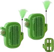 Cat Face Scratchers,Cactus Scratch Massager Set of 2 | Cat Corner Scratcher with Feather Toy & Catnip Ball for Stress Relief Behavioral Enrichment Sensory Mental Stimulation