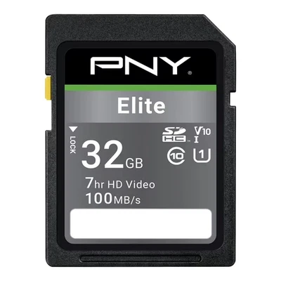 (4 Pack) - PNY 32GB Elite Class 10 U1 V10 SDHC Flash Memory Card - 100MB/s Read