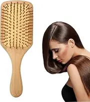 Bamboo Paddle Hairbrush Hair Massage Brush Wooden Anti Static Hair Brush Detangling Hair Brush Eco-Friendly Natural Wooden Bamboo Air Paddle Detangle Hairbrush for Women Kids Men (Rectangle)
