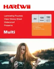 A4 Hot Laminating Pouches 150Micron(75x2) Thickess Clear Clean Sheets Hartwii