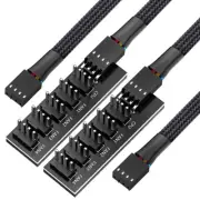 PWM Fan Hub Splitter, 4 Pin Black Sleeved 5 Way PC CPU Cooling Case Fan5615