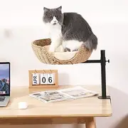 COOLEX Cat Desk Bed, 360°Rotating & Adjustable Cat Bed for Desk, Desk Cat Nest Bed Max Load 50 Lbs, Soft Pet Bed with Pet Mat Indoor Cat Furniture for Office Desks, Game Tables