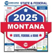 2025 Montana MT State/Fed Labor Law All In 1 Compliance Poster Paper/Laminated