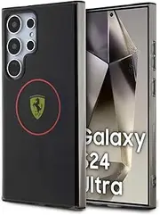 Ferrari Galaxy S24 Ultra Case [Official Licensed] by CG Mobile | Mag-Safe Compatible | Smoked Translucent with Inner Colored Circle | Protective Case/Cover Designed for Galaxy S24 Ultra - Red