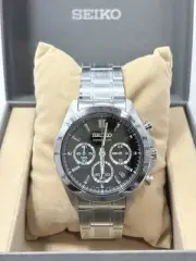 SEIKO Watch men Seiko New SELECTION Men s Chronograph Black Silver Quartz Spir