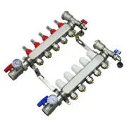 5 Branch PEX Manifold Heating Radiant Floor Stainless Steel Kit 1/2 PEX
